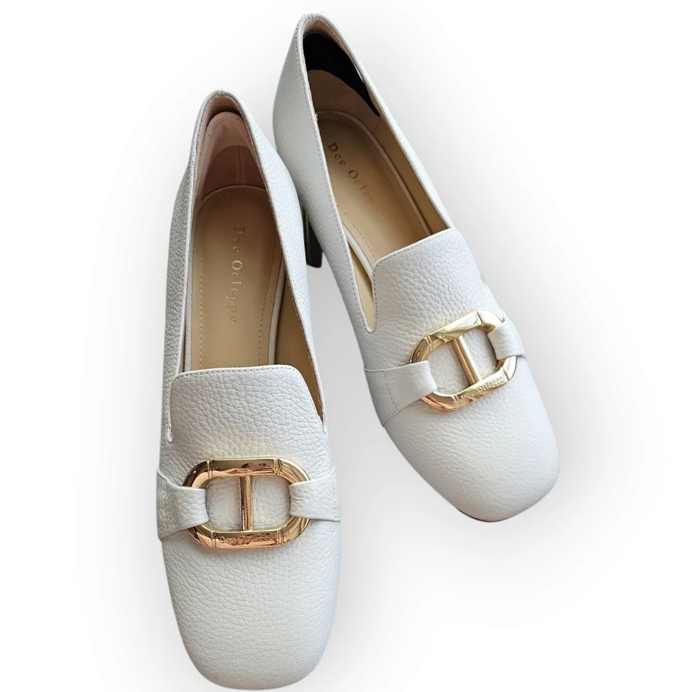 Dee Ocleppo Michelle White and Gold Pumps | Size 8.5 - Picture 4 of 6